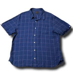 𝅺Jachs Mens Antillies Short Sleeve‎ Linen Shirt Navy Button Up Size XXL NEW